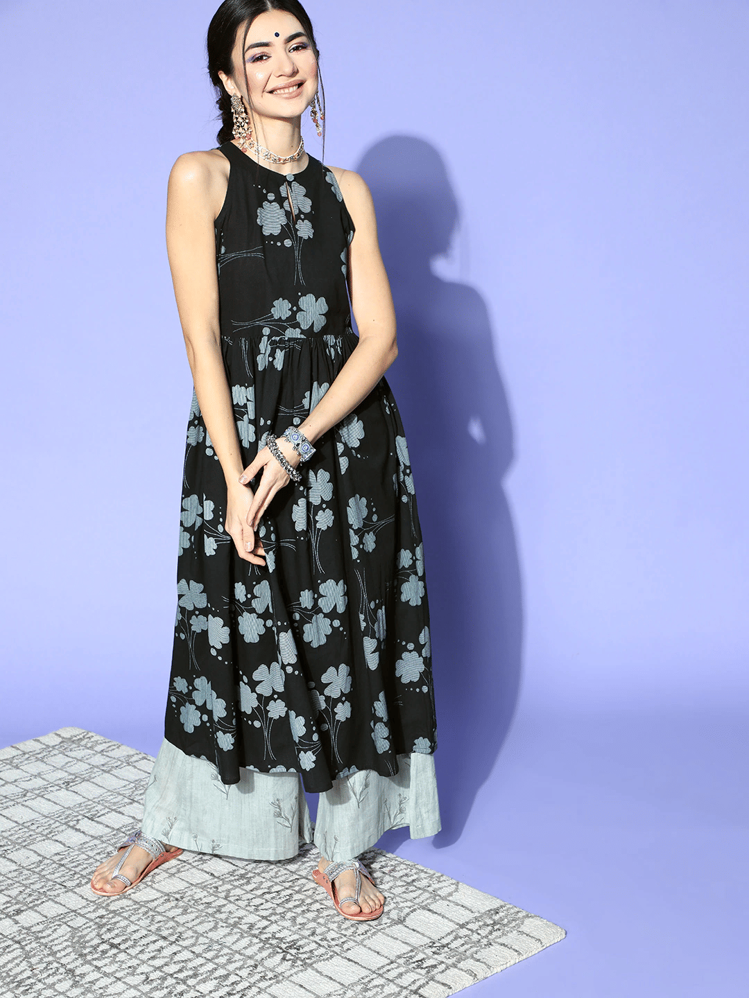 Vaamsi Cotton Printed A-line Women's Kurti - Black ( Pack of 1 ) - Kurtis, Tunics | Buy online on ZillyBuy
