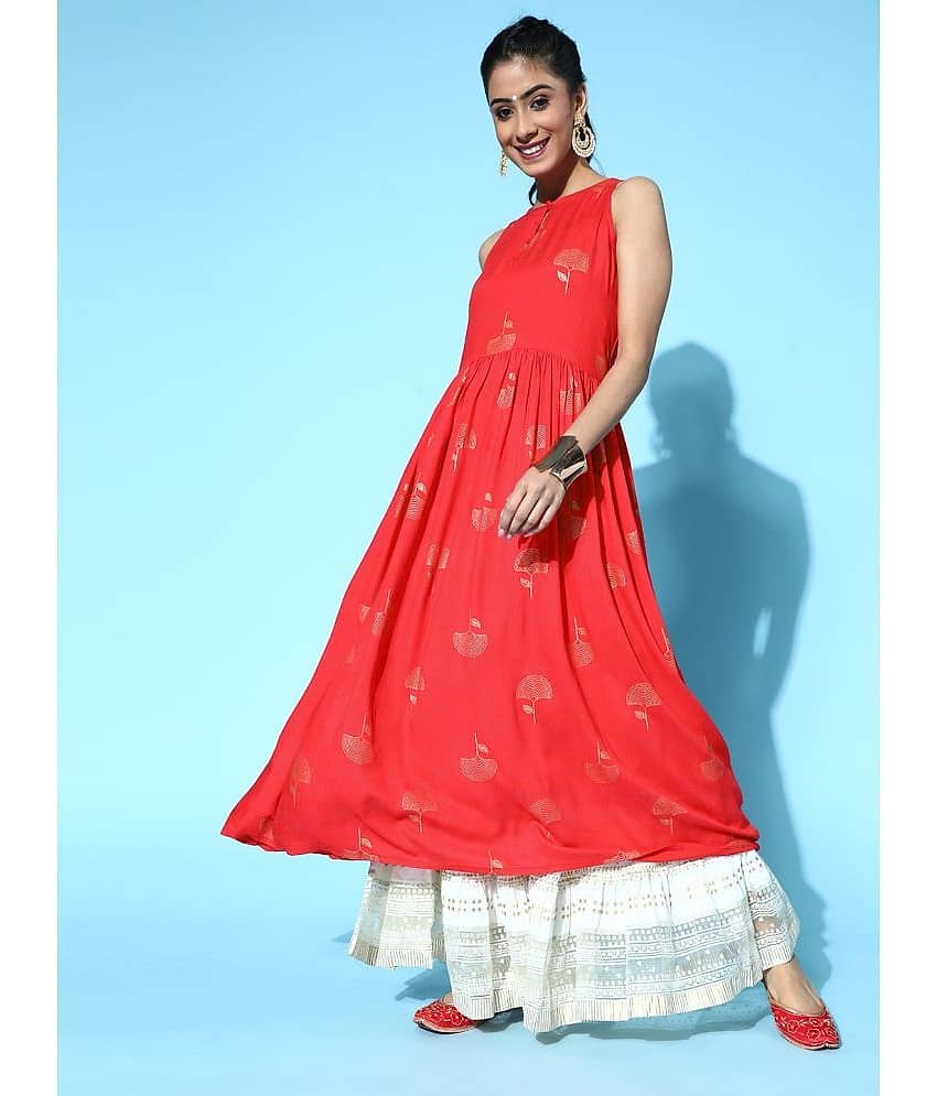 Vaamsi Cotton Printed A-line Women's Kurti - Red ( Pack of 1 ) - Kurtis, Tunics | Buy online on ZillyBuy