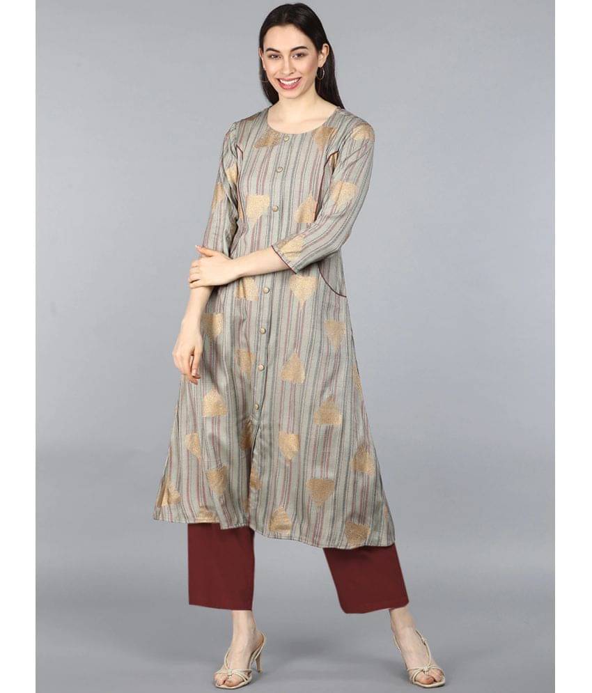     			Vaamsi Cotton Printed A-line Women's Kurti - Light Grey ( Pack of 1 )