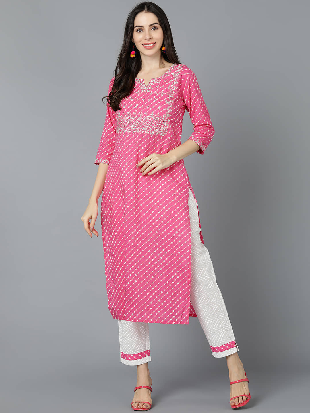 Vaamsi Cotton Printed Straight Women's Kurti - Pink ( Pack of 1 ) - Kurtis, Tunics | Buy online on ZillyBuy
