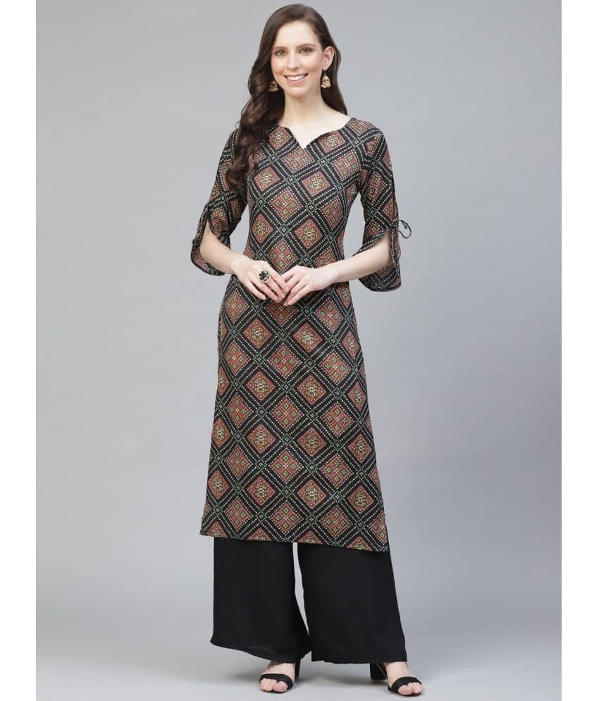 Vaamsi Cotton Printed Straight Women's Kurti - Black ( Pack of 1 ) - Kurtis, Tunics | Buy online on ZillyBuy