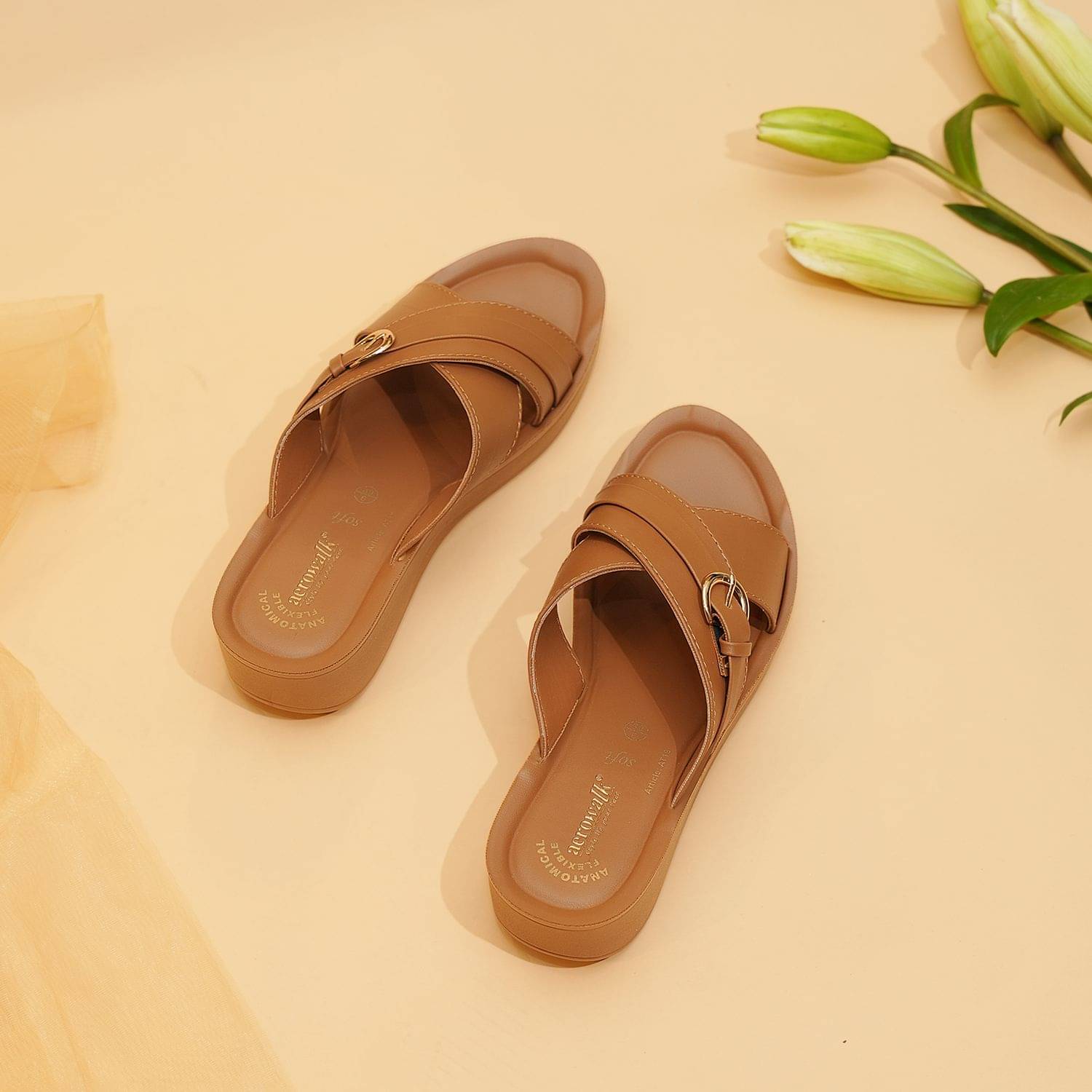 Aerowalk Tan Women's Slip On Heels Aerowalk Tan Women's Slip On Heels