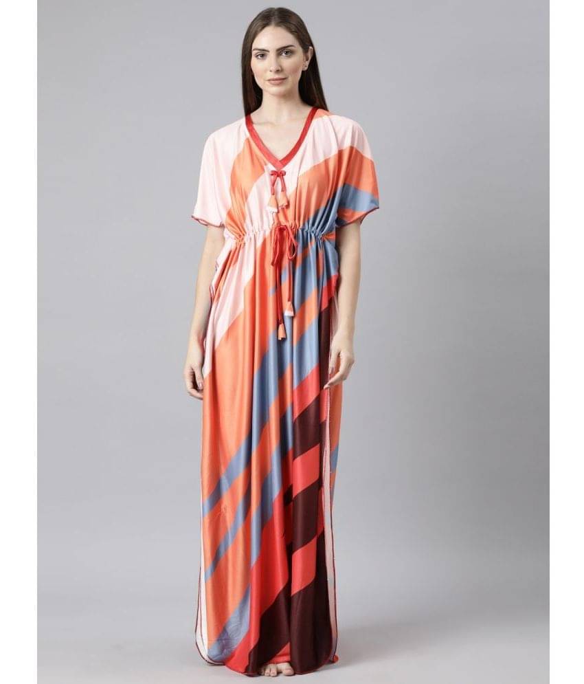     			BAILEY SELLS Orange Satin Women's Nightwear Kaftan ( Pack of 1 )