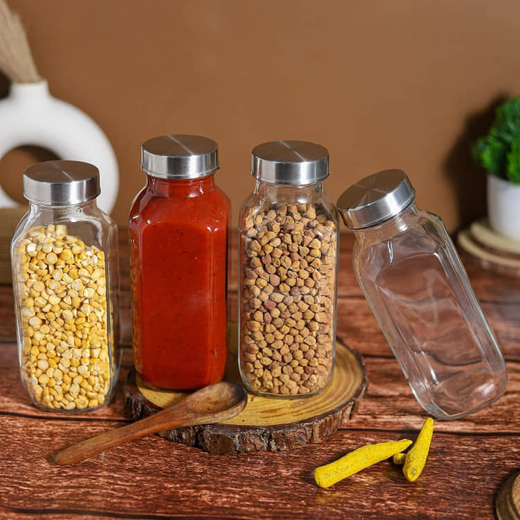 CROCO JAR Glass Transparent Food Container ( Set of 4 )