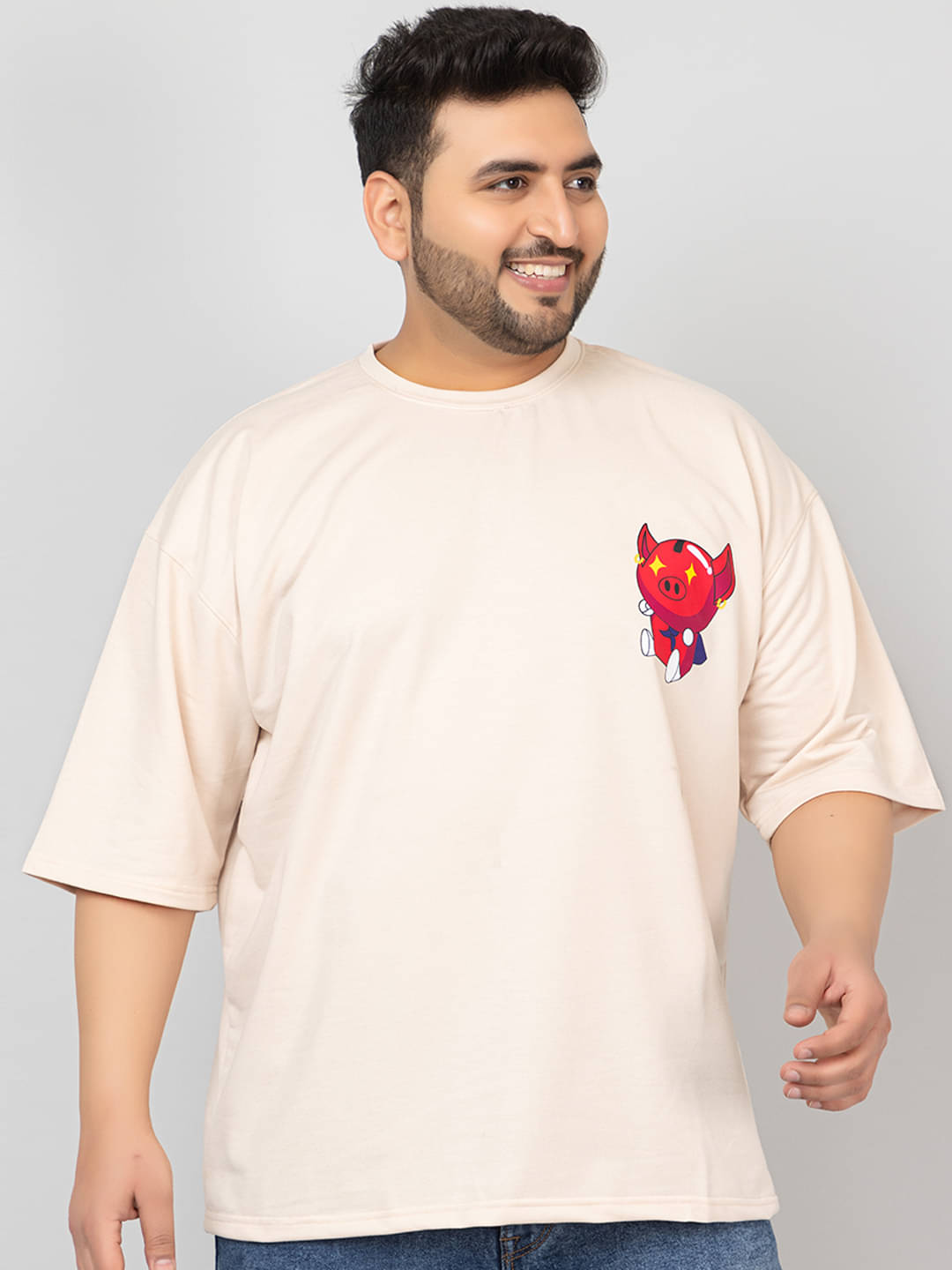     			Chkokko Pack of 1 Cotton Blend Oversized Fit Men's T-Shirt ( Beige )