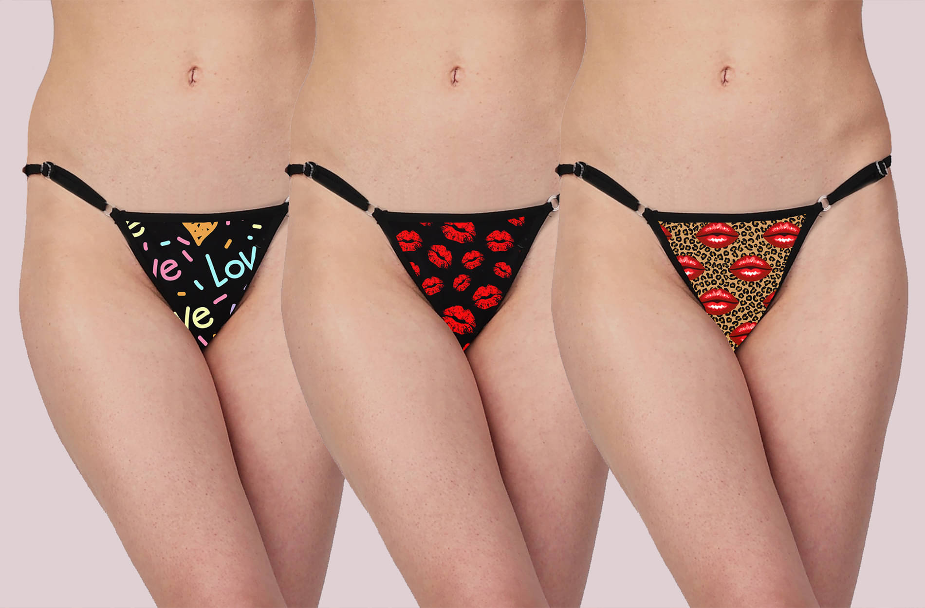     			D Naked Pack of 3 Poly Cotton Printed Women's Hipster ( Multi Color )