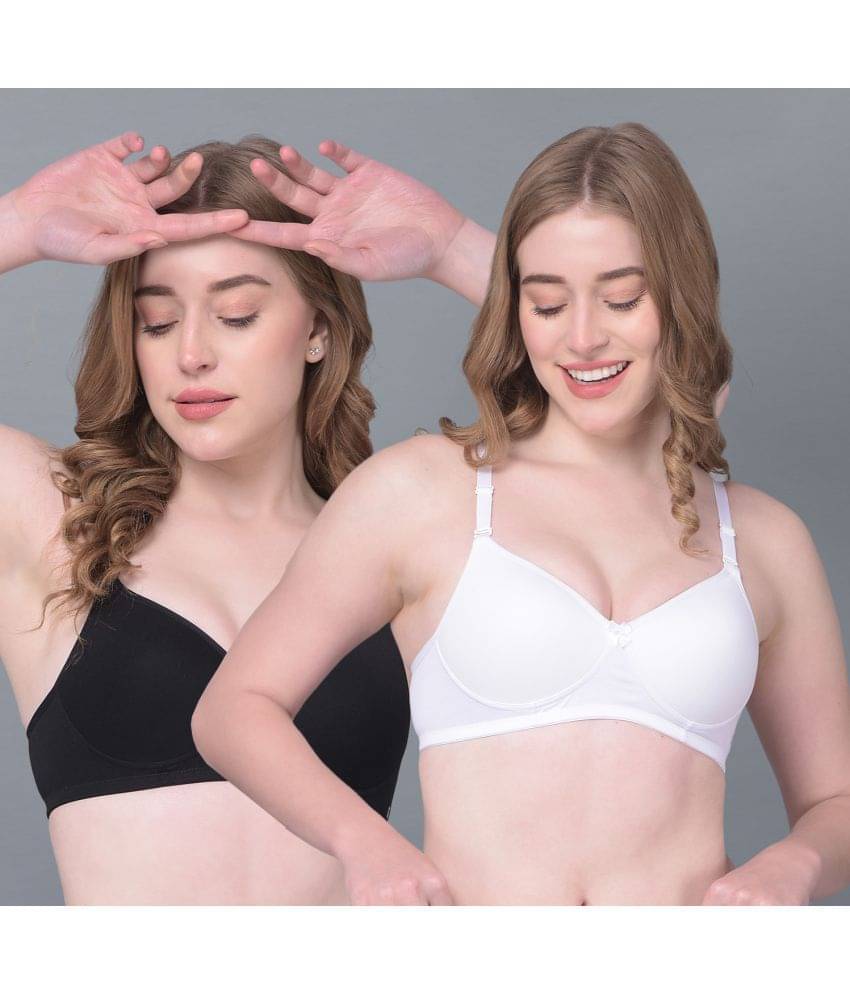     			Dollar Missy Pack of 2 Cotton Women's T-Shirt Bra ( Multicolor ) DTS-2054-BK-WH-PO2