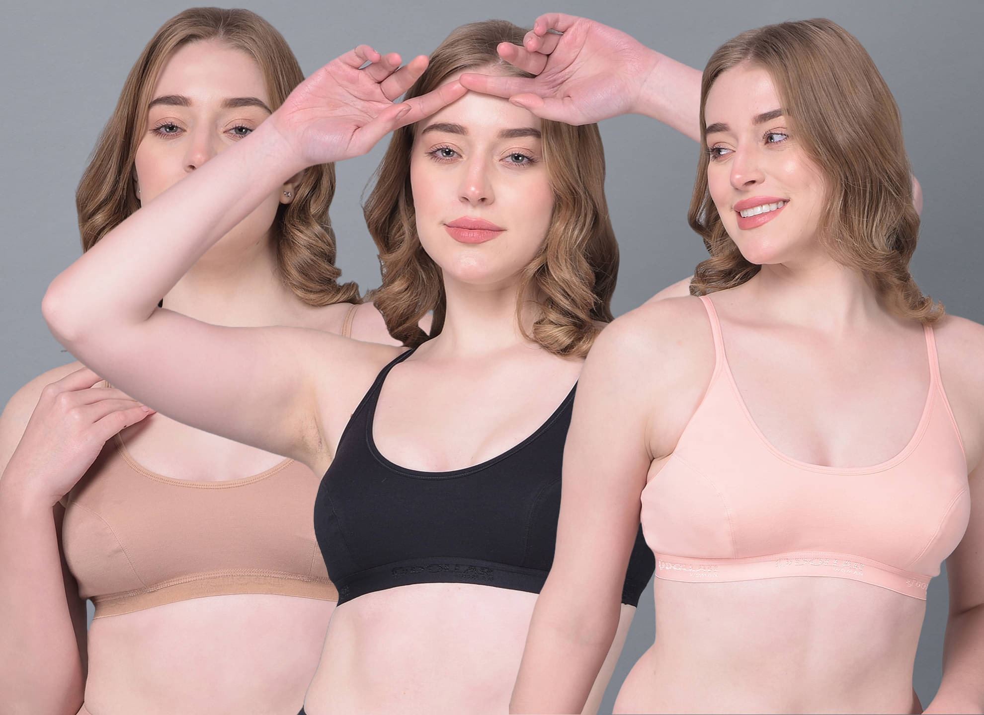     			Dollar Missy Pack of 3 Cotton Women's Cami bra ( Multicolor ) DSP-3003-BK-PL-RO-PO3
