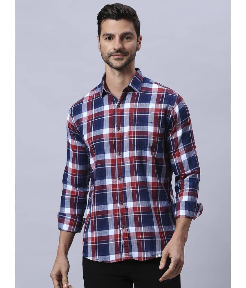     			HJ HASASI 100% Cotton Regular Fit Checks Full Sleeves Men's Casual Shirt - Navy Blue ( Pack of 1 )
