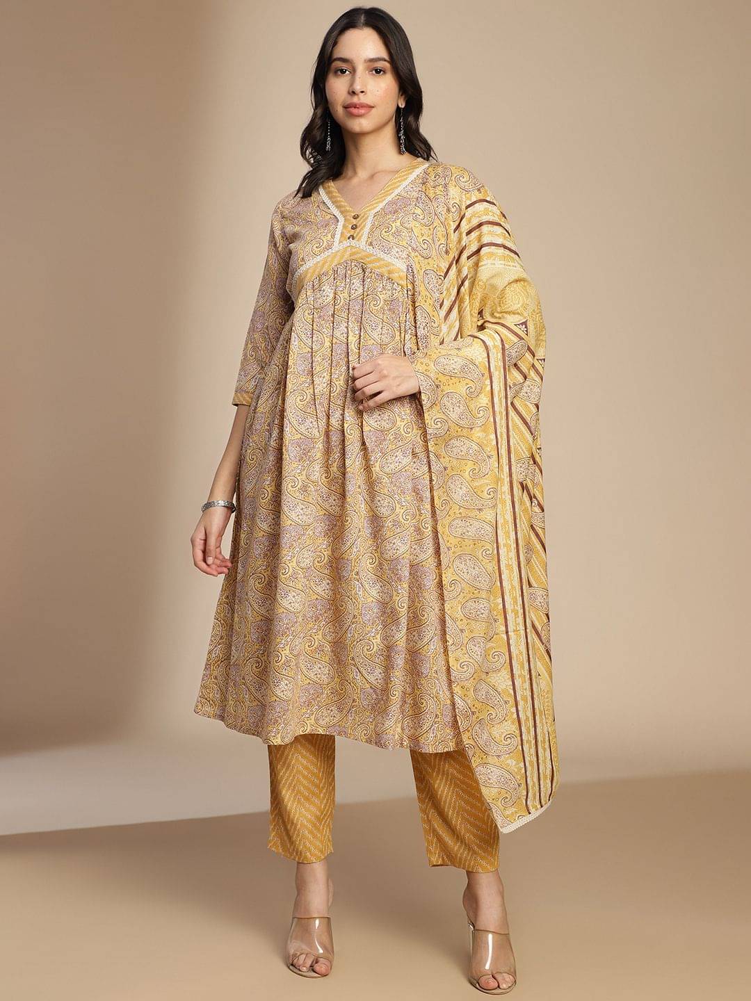 Hritika Cotton Blend Printed Kurti With Pants Women's Stitched Salwar Suit - Yellow ( Pack of 1 ) Hritika Cotton Blend Printed Kurti With Pants Women's Stitched Salwar Suit - Yellow ( Pack of 1 )