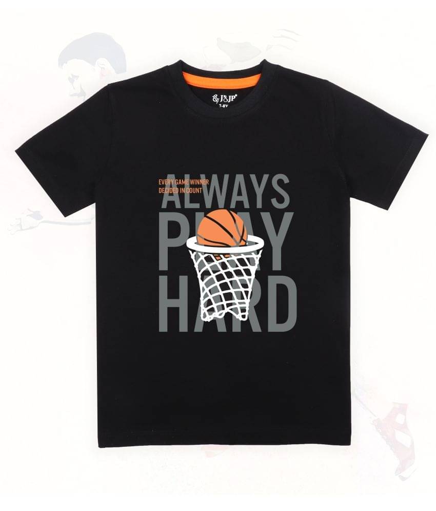    			J&JP Pack of 1 Boys Cotton Blend T-Shirt ( Black )