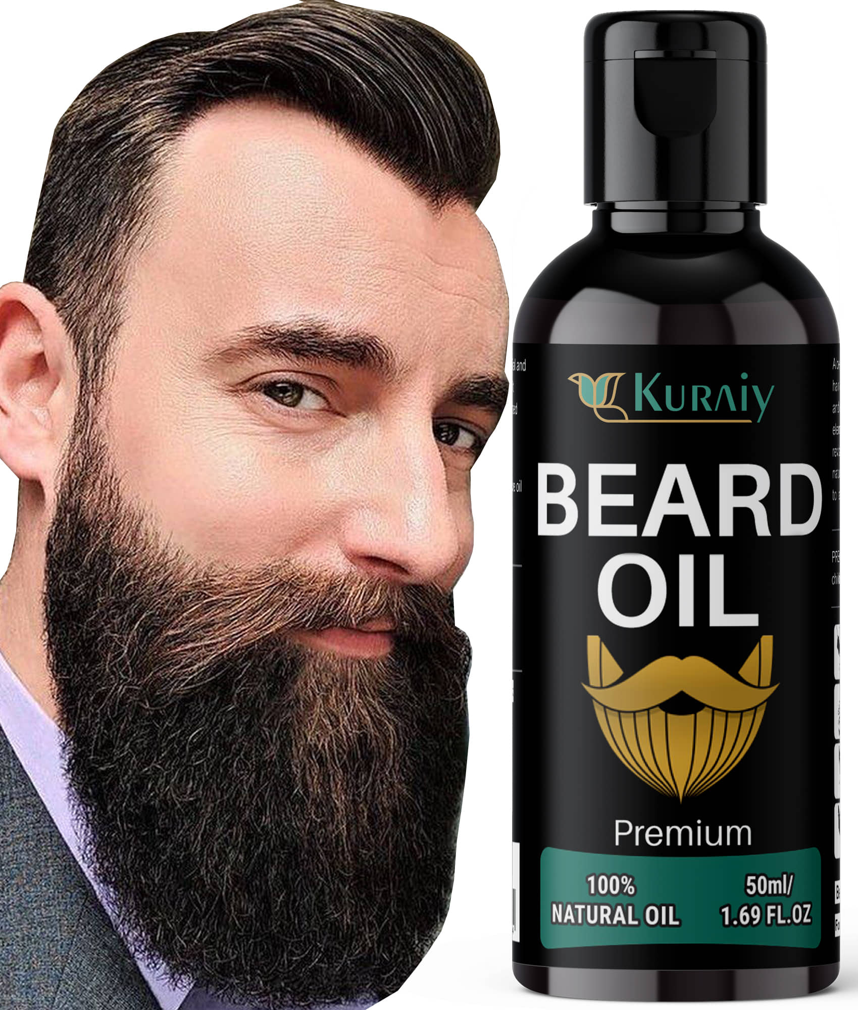 KURAIY Beard Growth Oil for Men For Better Beard Growth With Thicker Beard (50 ml) - Beard Care and Tools | Buy online on ZillyBuy