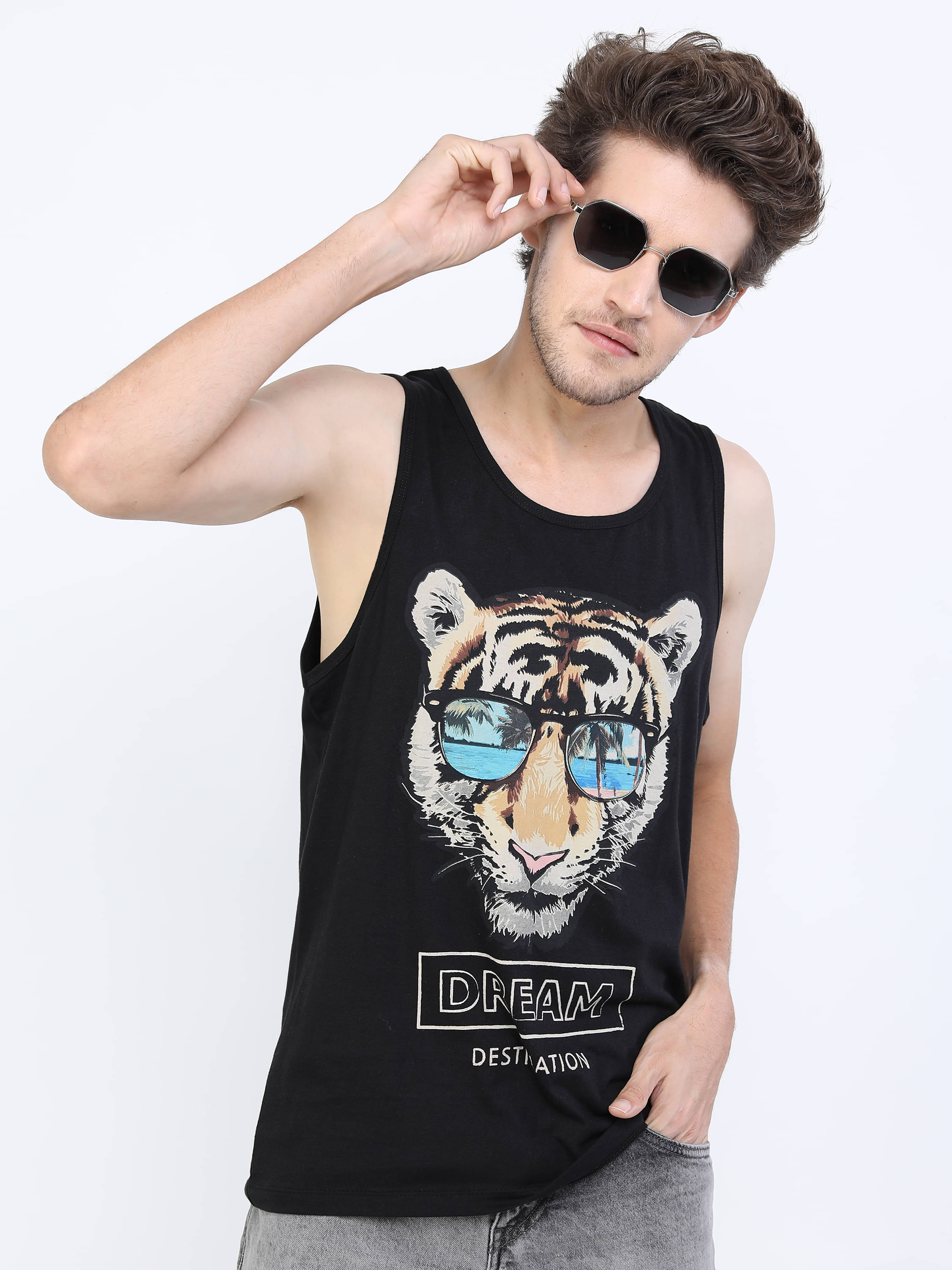     			Ketch 100% Cotton Slim Fit Printed Sleeveless Men's T-Shirt - Black ( Pack of 1 )