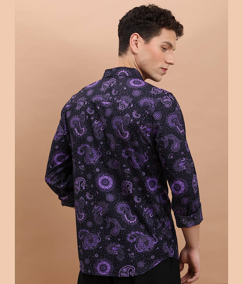 Ketch 100% Cotton Slim Fit Printed Full Sleeves Men's Casual Shirt - Black ( Pack of 1 )