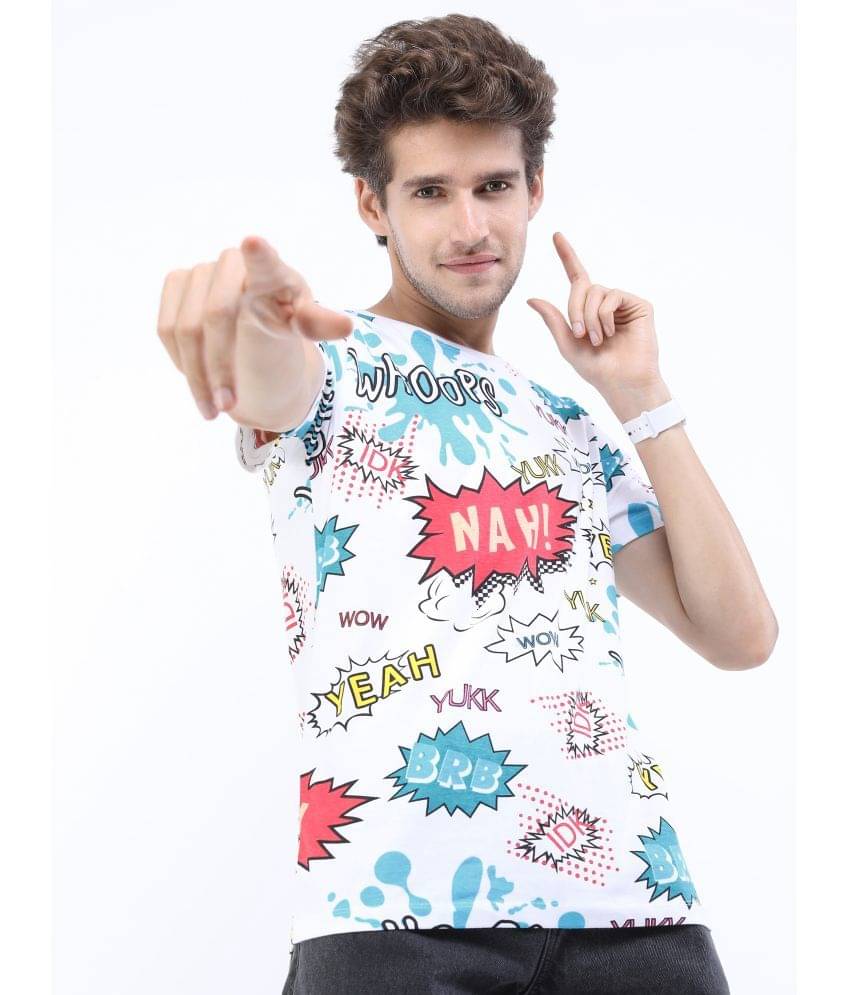     			Ketch 100% Cotton Slim Fit Printed Half Sleeves Men's Round T-Shirt - White ( Pack of 1 )