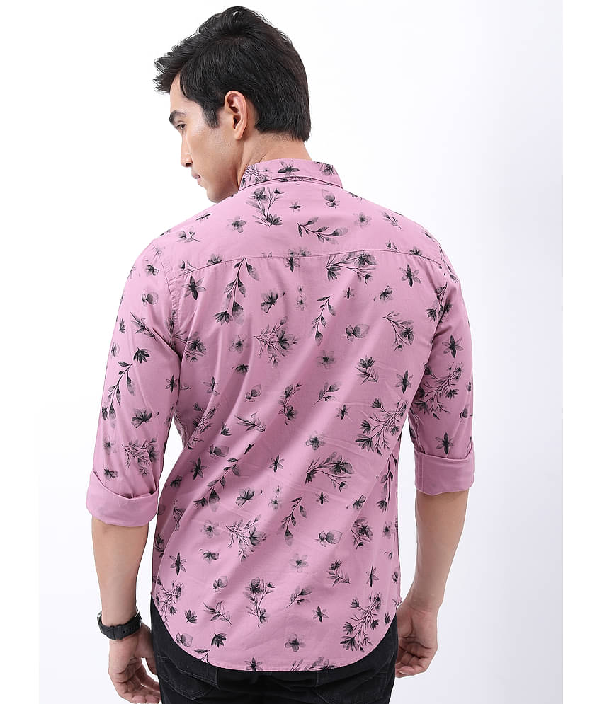 Ketch 100% Cotton Slim Fit Printed Full Sleeves Men's Casual Shirt - Pink ( Pack of 1 )
