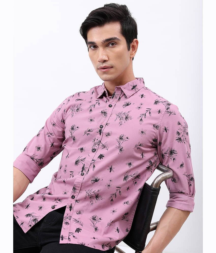 Ketch 100% Cotton Slim Fit Printed Full Sleeves Men's Casual Shirt - Pink ( Pack of 1 )