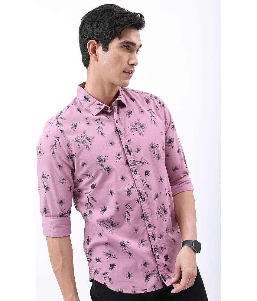 Ketch 100% Cotton Slim Fit Printed Full Sleeves Men's Casual Shirt - Pink ( Pack of 1 )