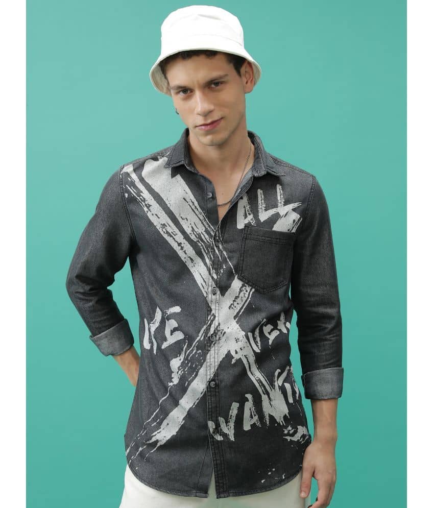 Ketch Cotton Blend Slim Fit Printed Full Sleeves Men's Casual Shirt - Grey ( Pack of 1 )