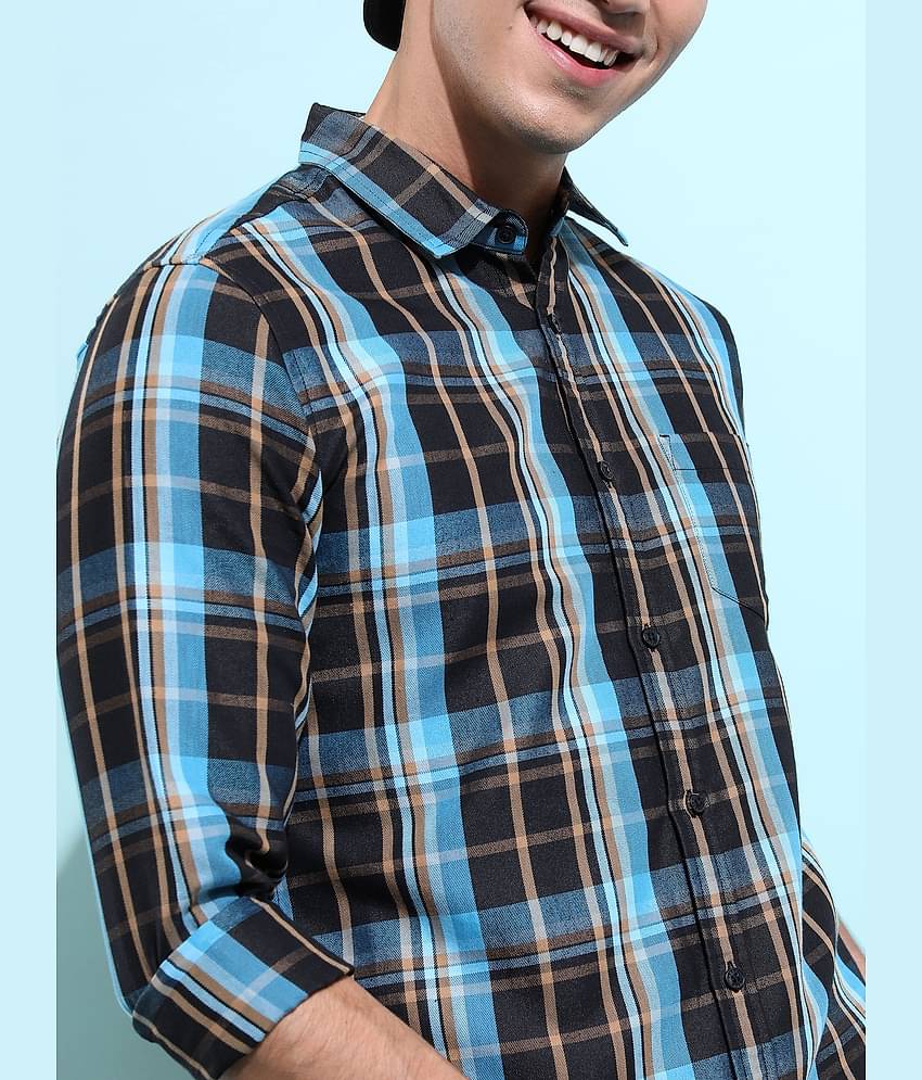 Ketch Cotton Blend Slim Fit Checks Full Sleeves Men's Casual Shirt - Blue ( Pack of 1 )