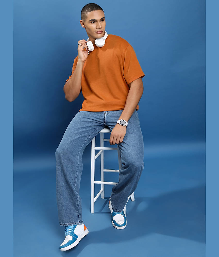 Ketch Pack of 1 Polyester Oversized Fit Men's T-Shirt ( Rust )