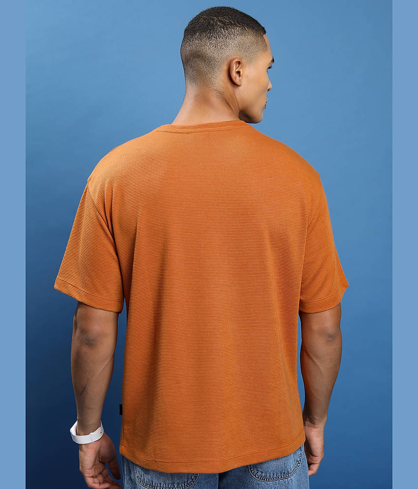 Ketch Pack of 1 Polyester Oversized Fit Men's T-Shirt ( Rust )