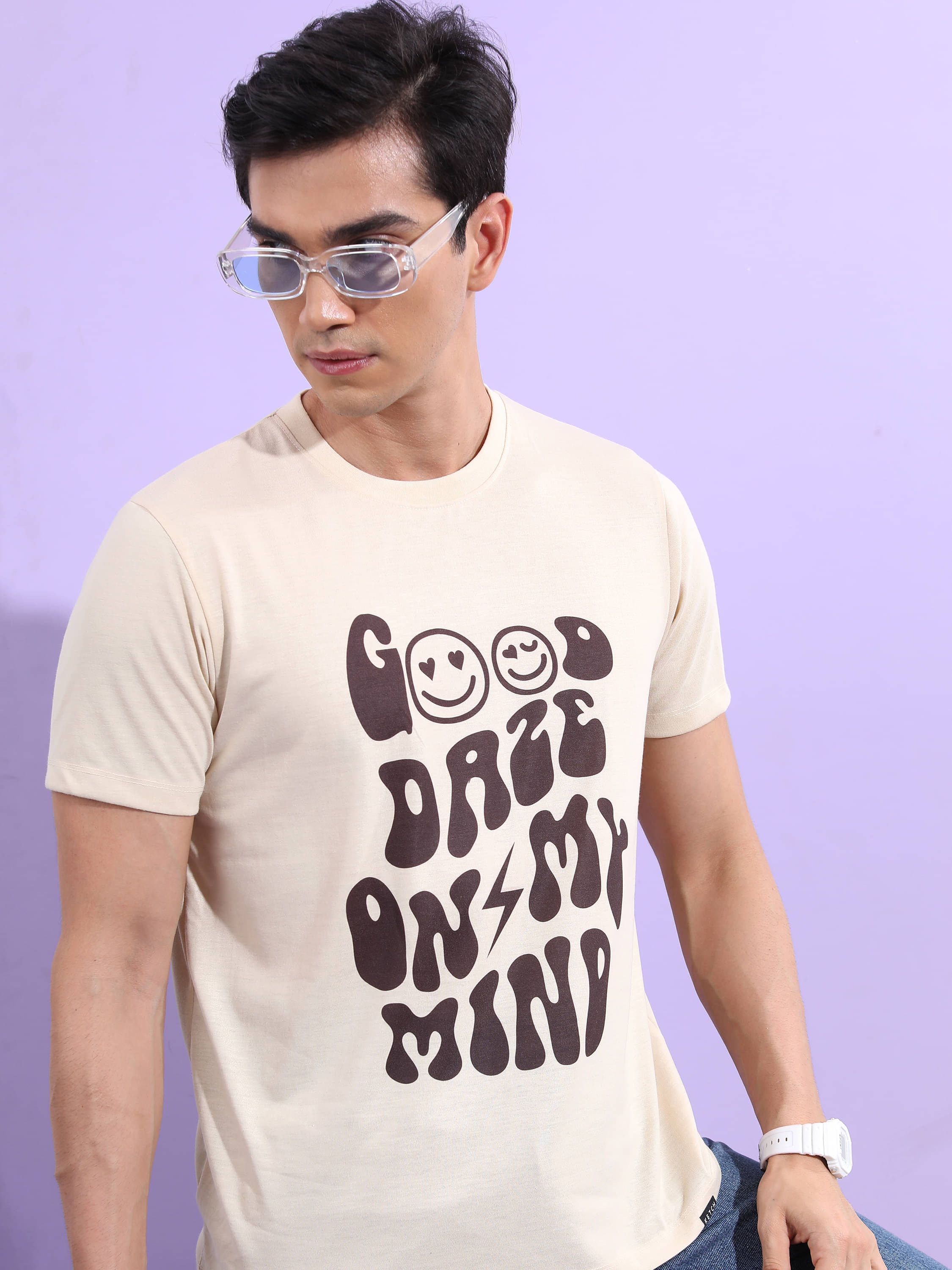 Ketch Pack of 1 Polyester Relaxed Fit Men's T-Shirt ( Beige ) Ketch Pack of 1 Polyester Relaxed Fit Men's T-Shirt ( Beige )