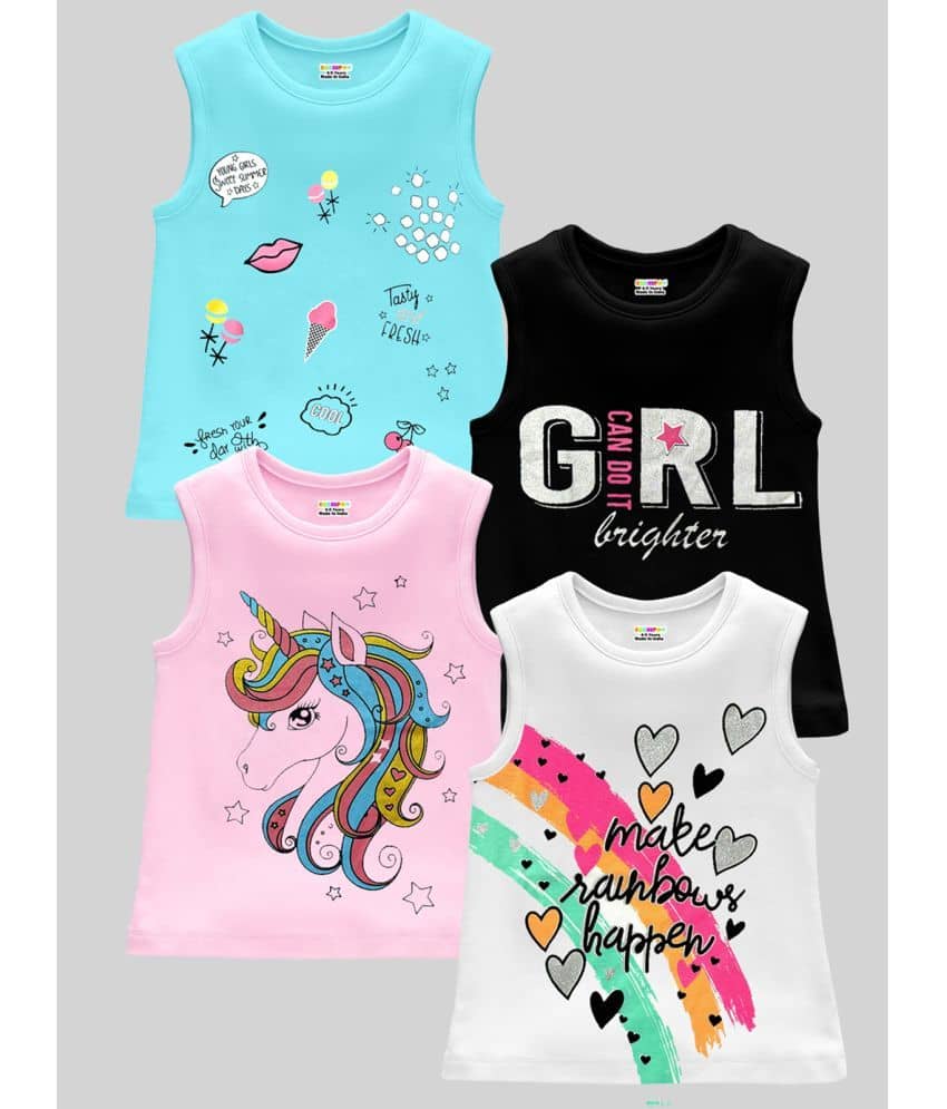 Kuchipoo Pack of 4 Girls Cotton Blend T-Shirt ( Multicolor )