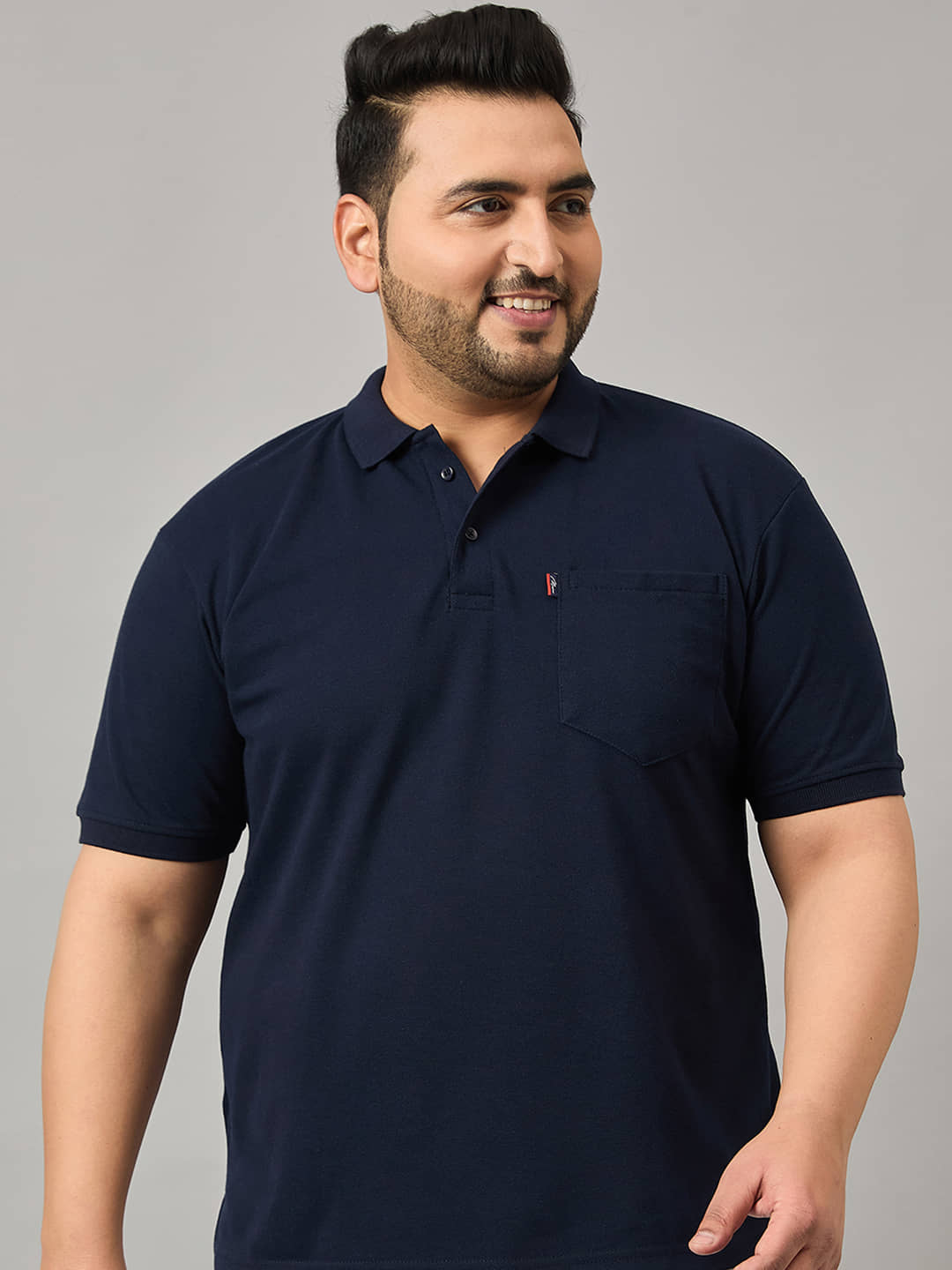 MXN Pack of 1 Cotton Blend Regular Fit Solid Half Sleeves Men's Polo T Shirt ( Navy )