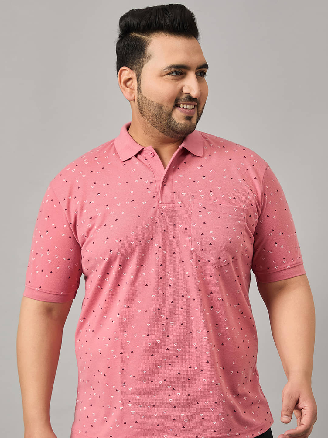 MXN Cotton Blend Regular Fit Printed Half Sleeves Men's Polo T Shirt - Peach ( Pack of 1 )