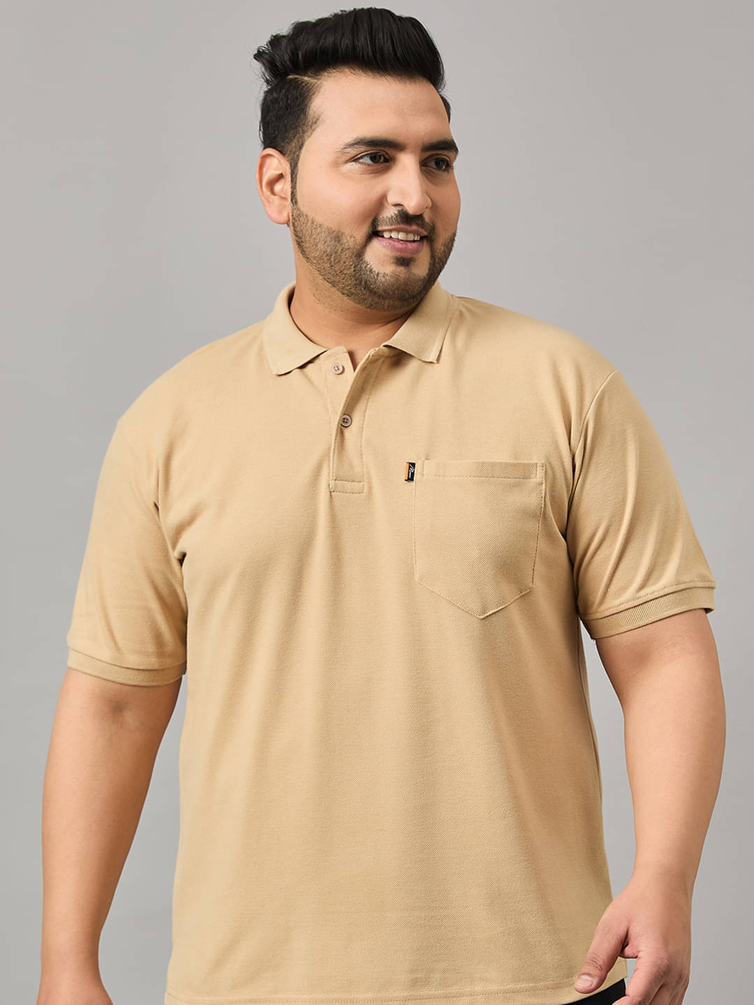 Nyker Pack of 1 Cotton Blend Regular Fit Solid Half Sleeves Men's Polo T Shirt ( Beige ) Nyker Pack of 1 Cotton Blend Regular Fit Solid Half Sleeves Men's Polo T Shirt ( Beige )