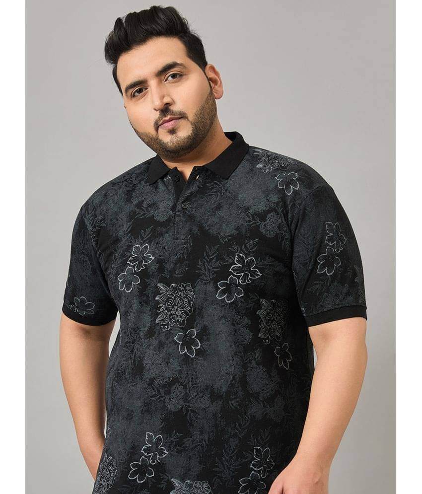 Nyker Pack of 1 Cotton Blend Regular Fit Printed Half Sleeves Men's Polo T Shirt ( Black ) Nyker Pack of 1 Cotton Blend Regular Fit Printed Half Sleeves Men's Polo T Shirt ( Black )