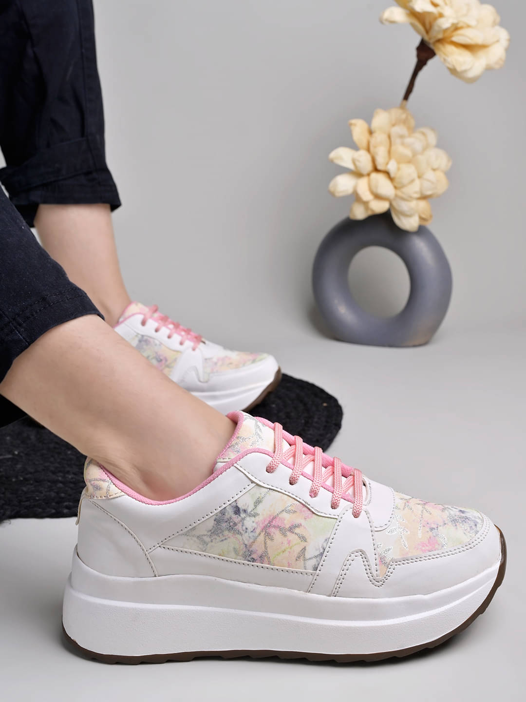     			Shoetopia Pink Women's Sneakers