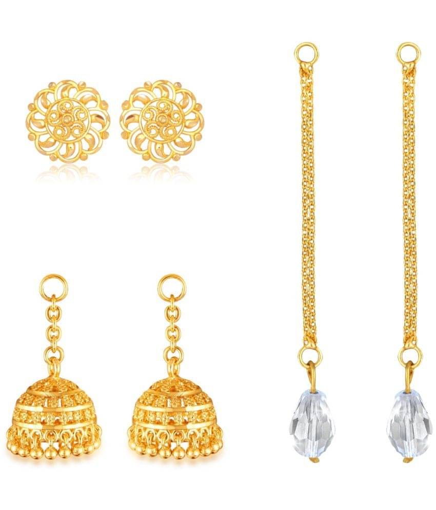     			VIVASTRI Golden Stud Earrings ( Pack of 3 )