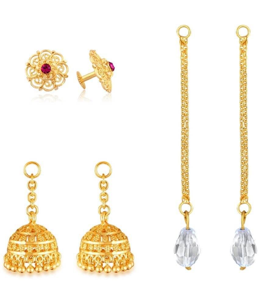     			VIVASTRI Golden Stud Earrings ( Pack of 3 )