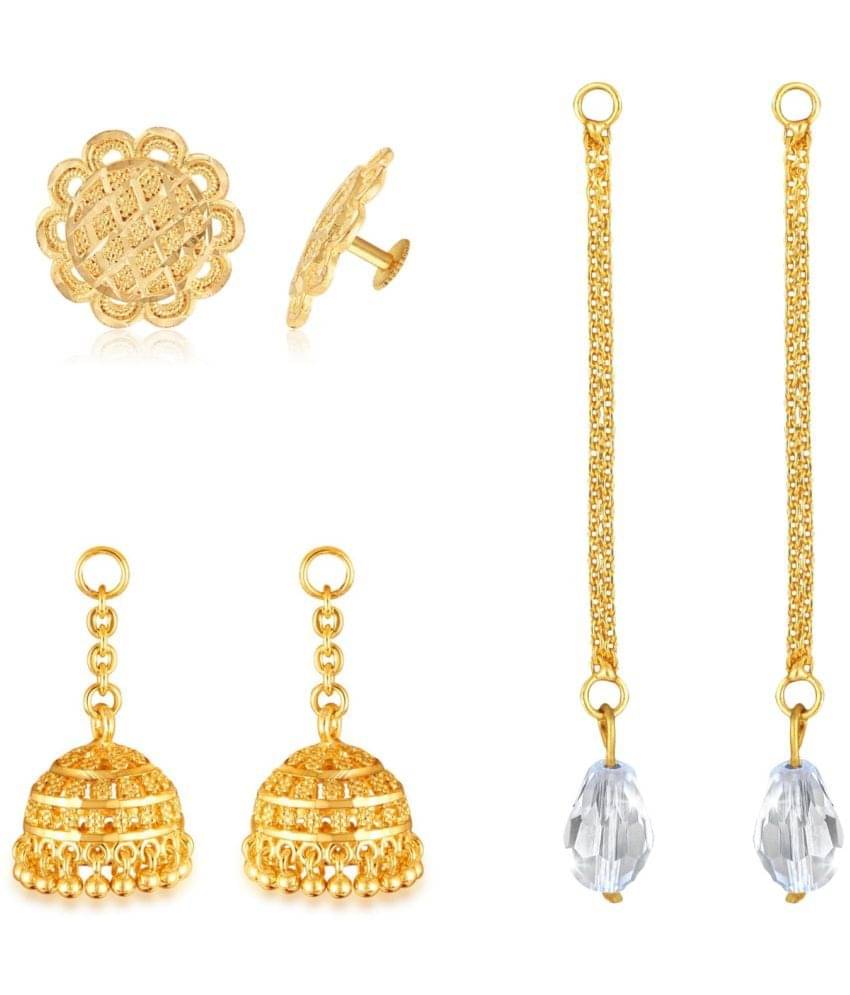     			VIVASTRI Golden Stud Earrings ( Pack of 3 )