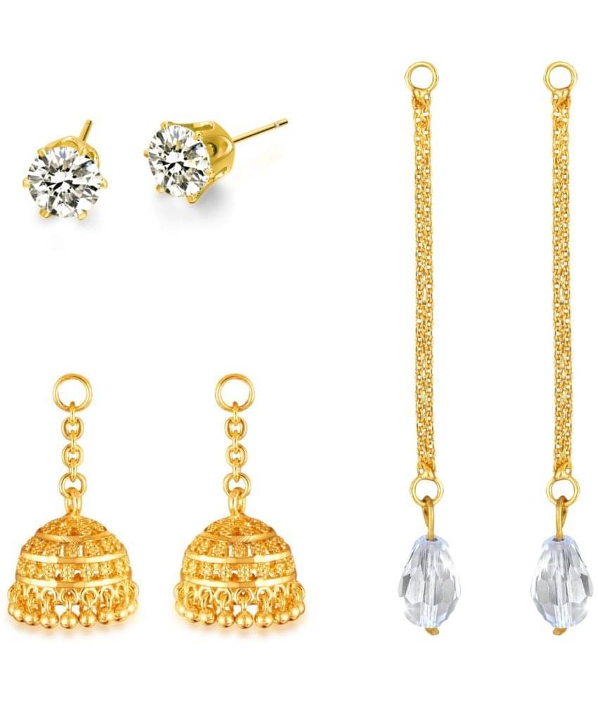     			VIVASTRI Golden Stud Earrings ( Pack of 3 )