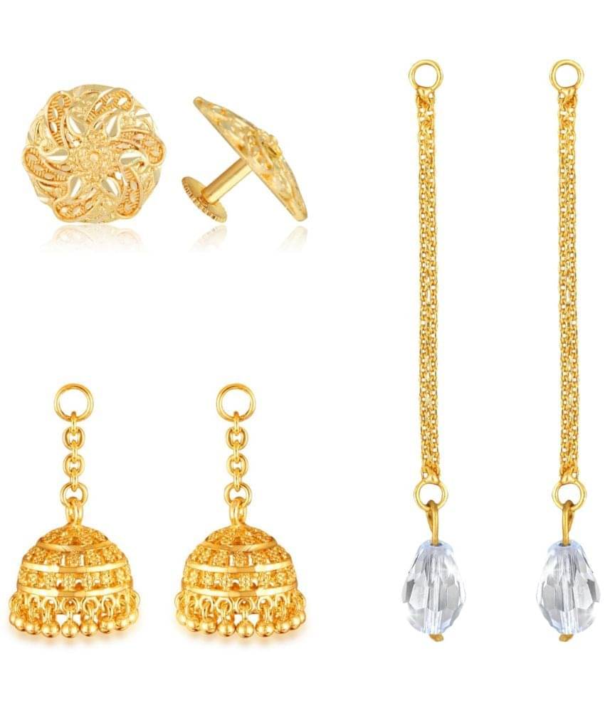     			VIVASTRI Golden Stud Earrings ( Pack of 3 )