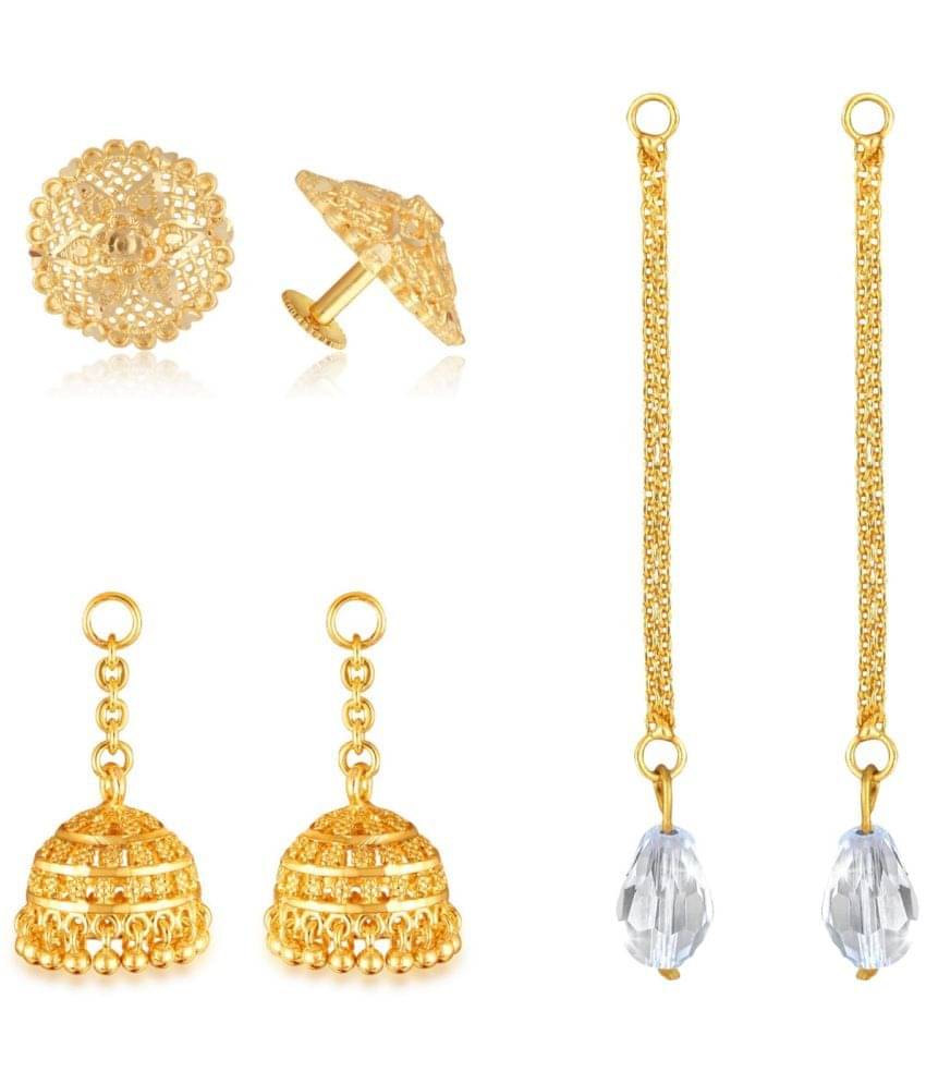     			VIVASTRI Golden Stud Earrings ( Pack of 3 )