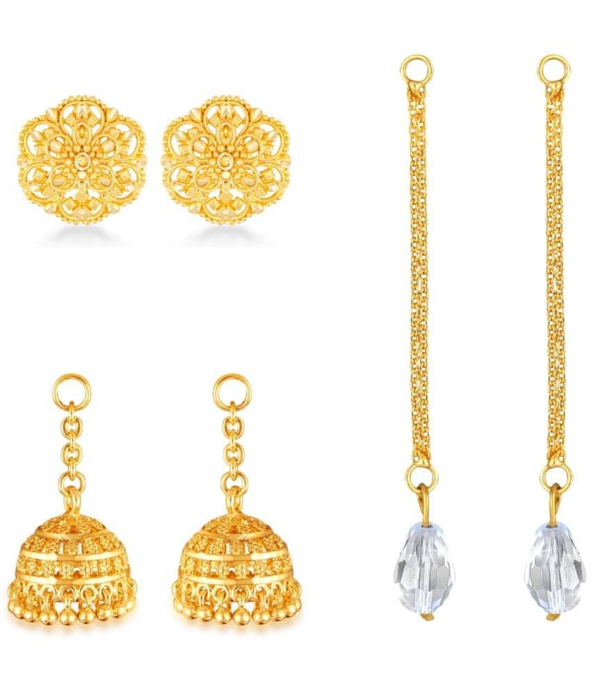     			VIVASTRI Golden Stud Earrings ( Pack of 3 )