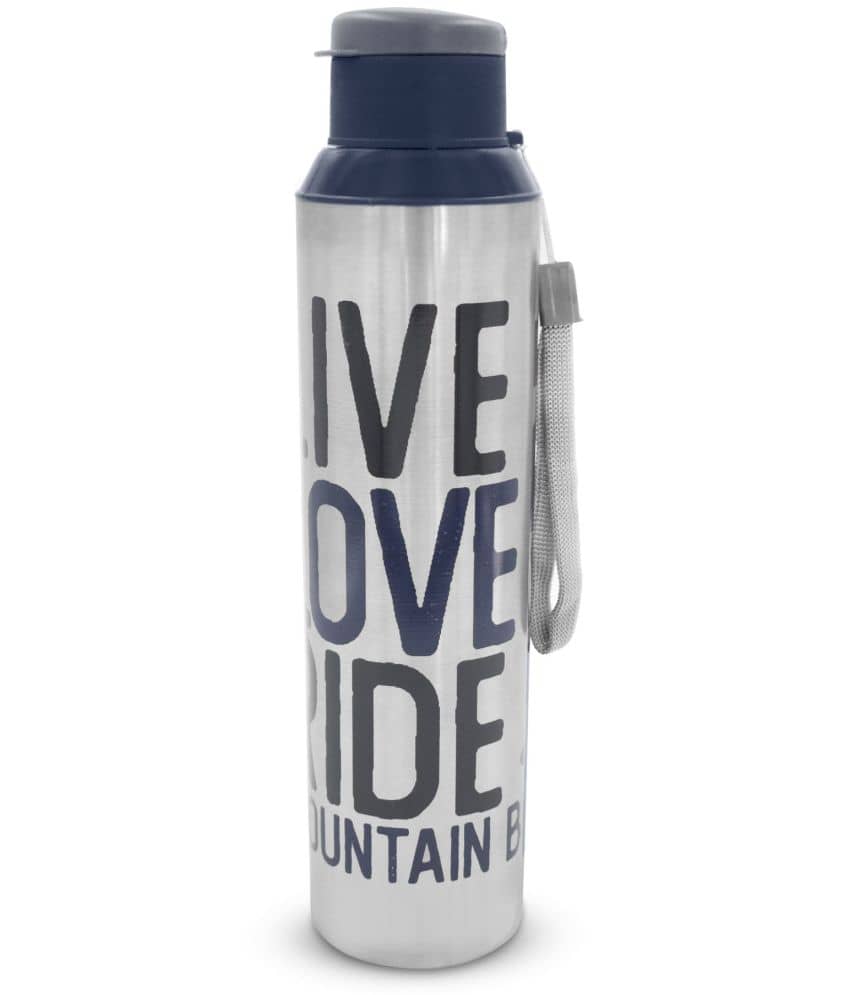 Dhara Stainless Steel Breeze Navy Blue Stainless Steel Fridge Water Bottle 900 mL ( Set of 1 )