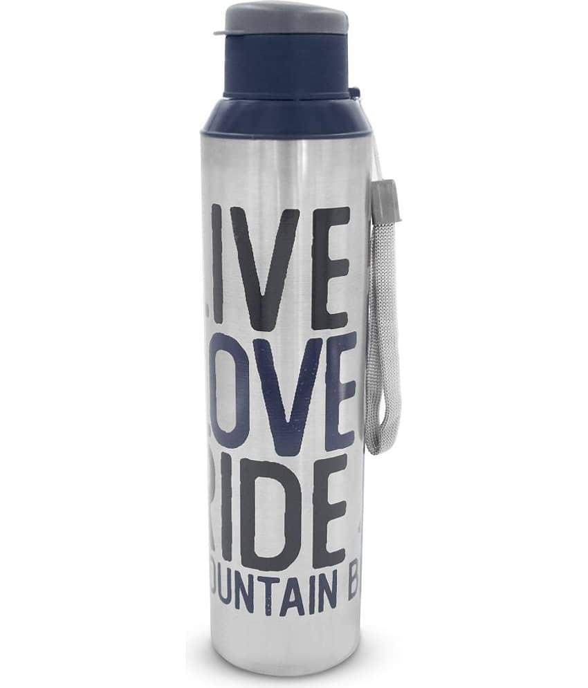 Dhara Stainless Steel Breeze Navy Blue Stainless Steel Fridge Water Bottle 900 mL ( Set of 1 )