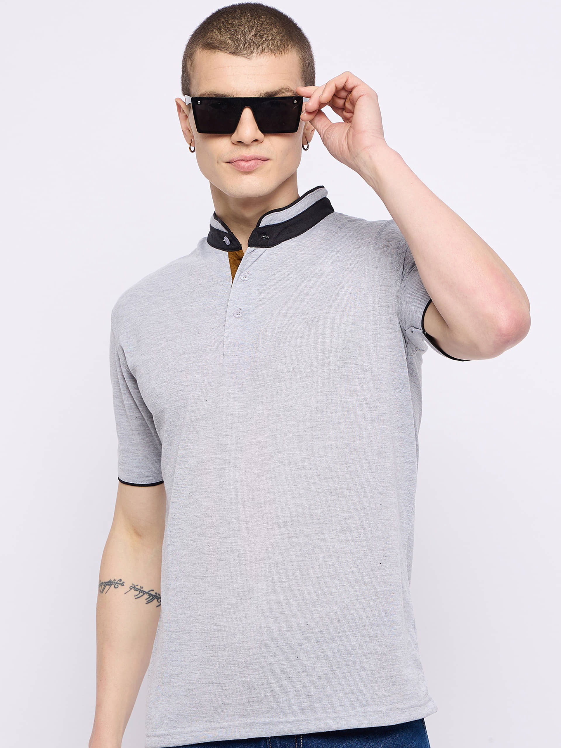 GET GOLF Pack of 1 Cotton Blend Regular Fit Men's T-Shirt ( Black )