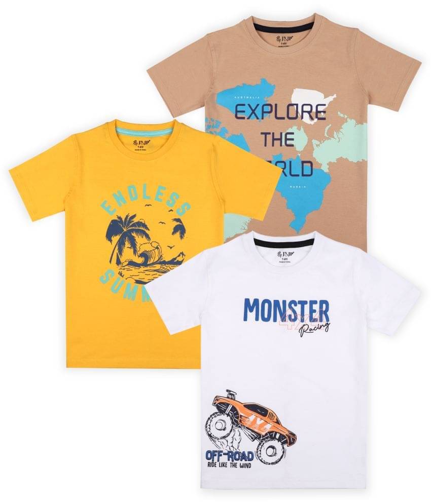     			J&JP Pack of 2 Boys Cotton Blend T-Shirt ( Multi Color )