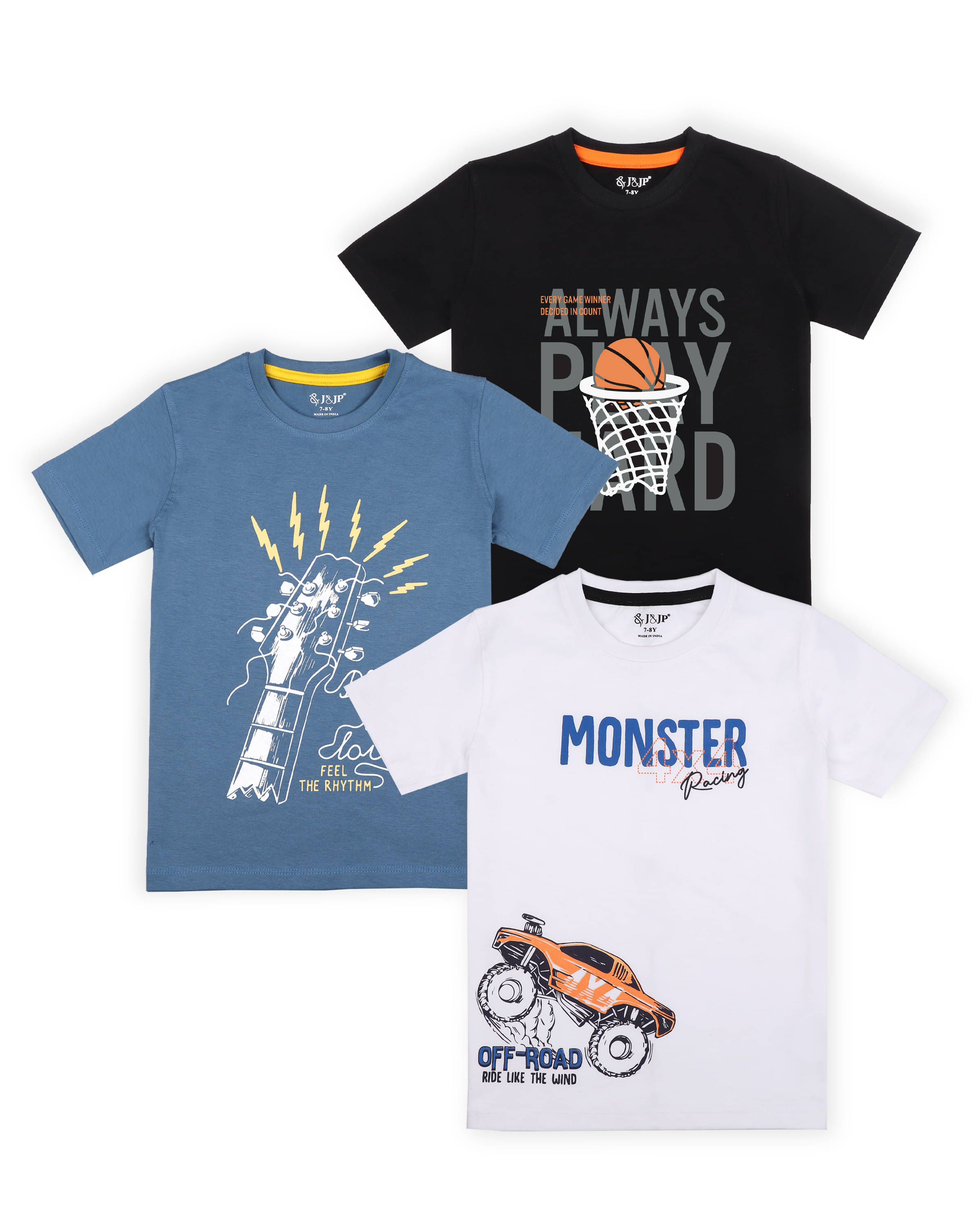     			J&JP Pack of 1 Boys Cotton Blend Polo T-Shirt ( Multicolor )