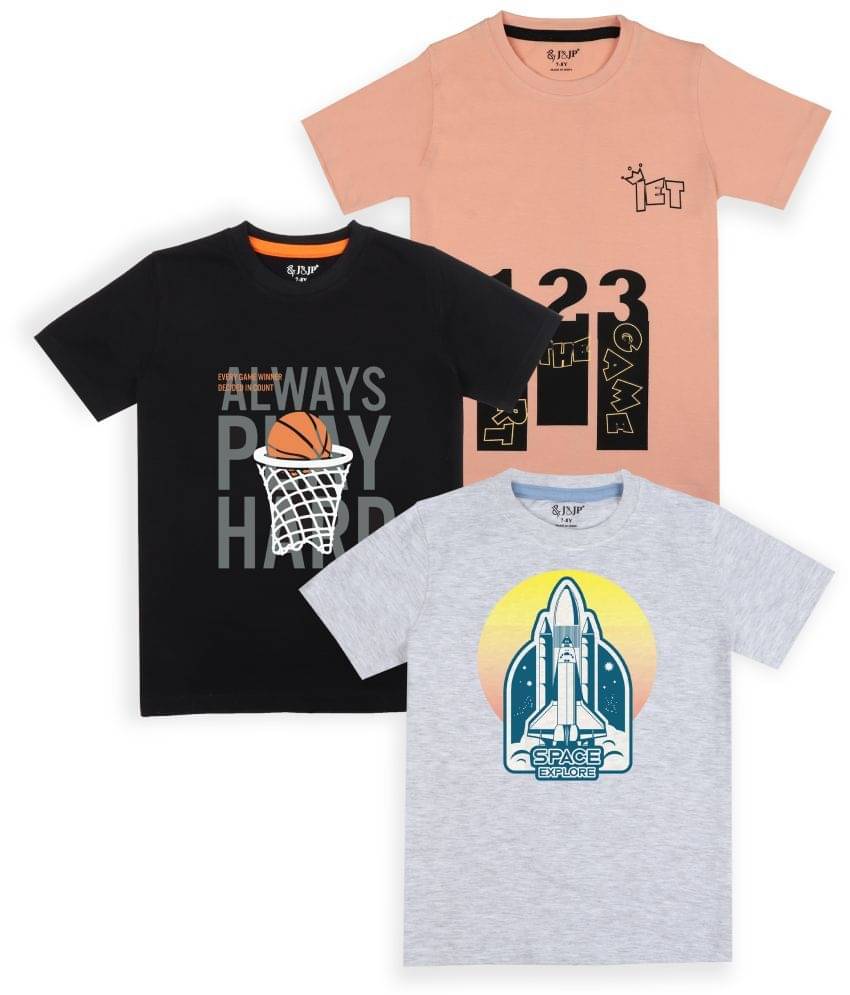     			J&JP Pack of 1 Boys Cotton Blend T-Shirt ( Multi Color )