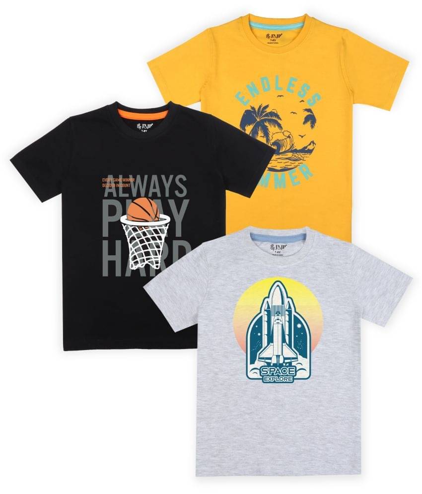     			J&JP Pack of 4 Boys Cotton Blend T-Shirt ( Multi Color )