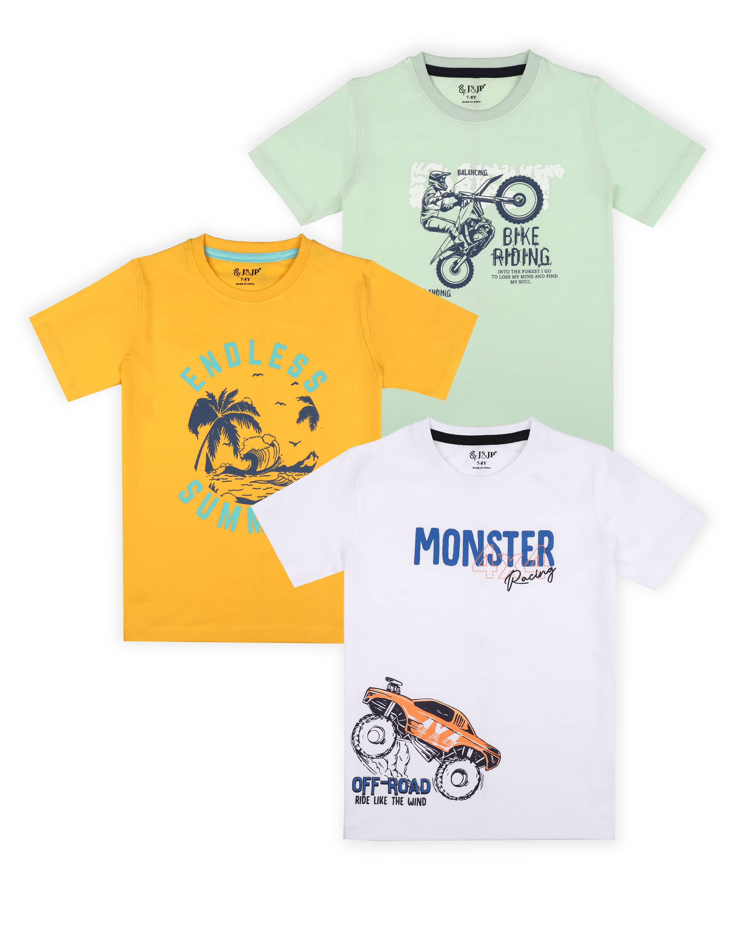     			J&JP Pack of 1 Boys Cotton Blend T-Shirt ( Multi Color )