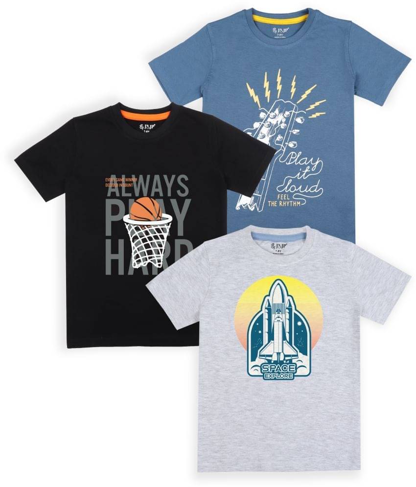     			J&JP Pack of 1 Boys Cotton Blend T-Shirt ( Multicolor )