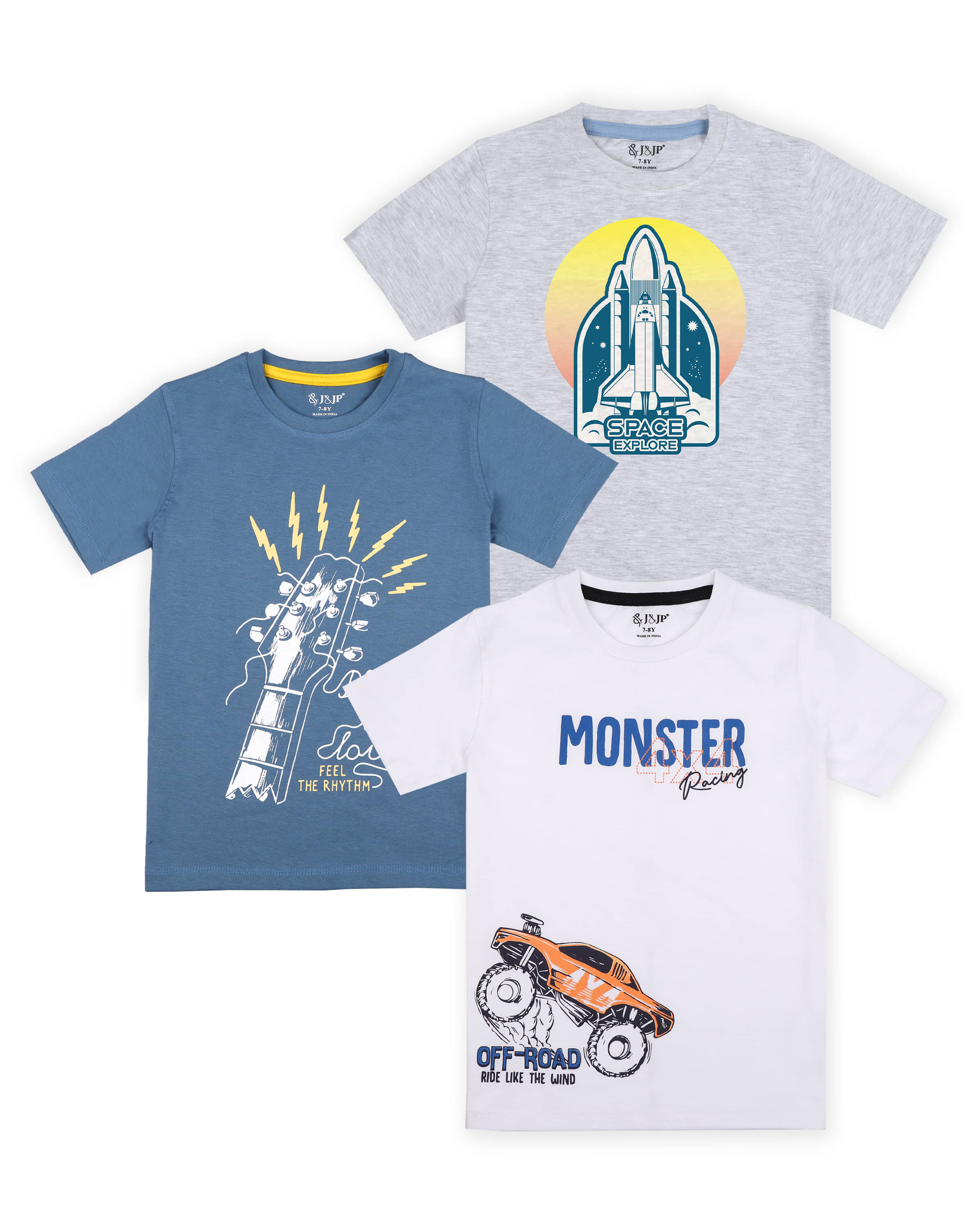     			J&JP Pack of 1 Boys Cotton Blend T-Shirt ( Multicolor )